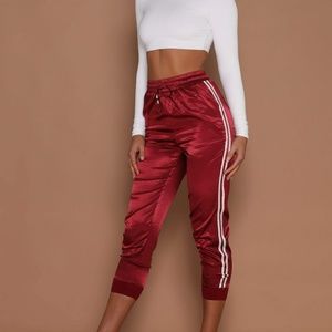 MESHKI KYLIA SATIN TRACKSUIT JOGGERS S